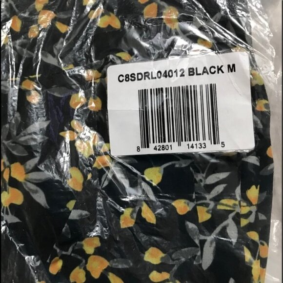 CAARA Black Floral Wrap Midi Dress NWT size Medium D81 - Picture 6 of 9